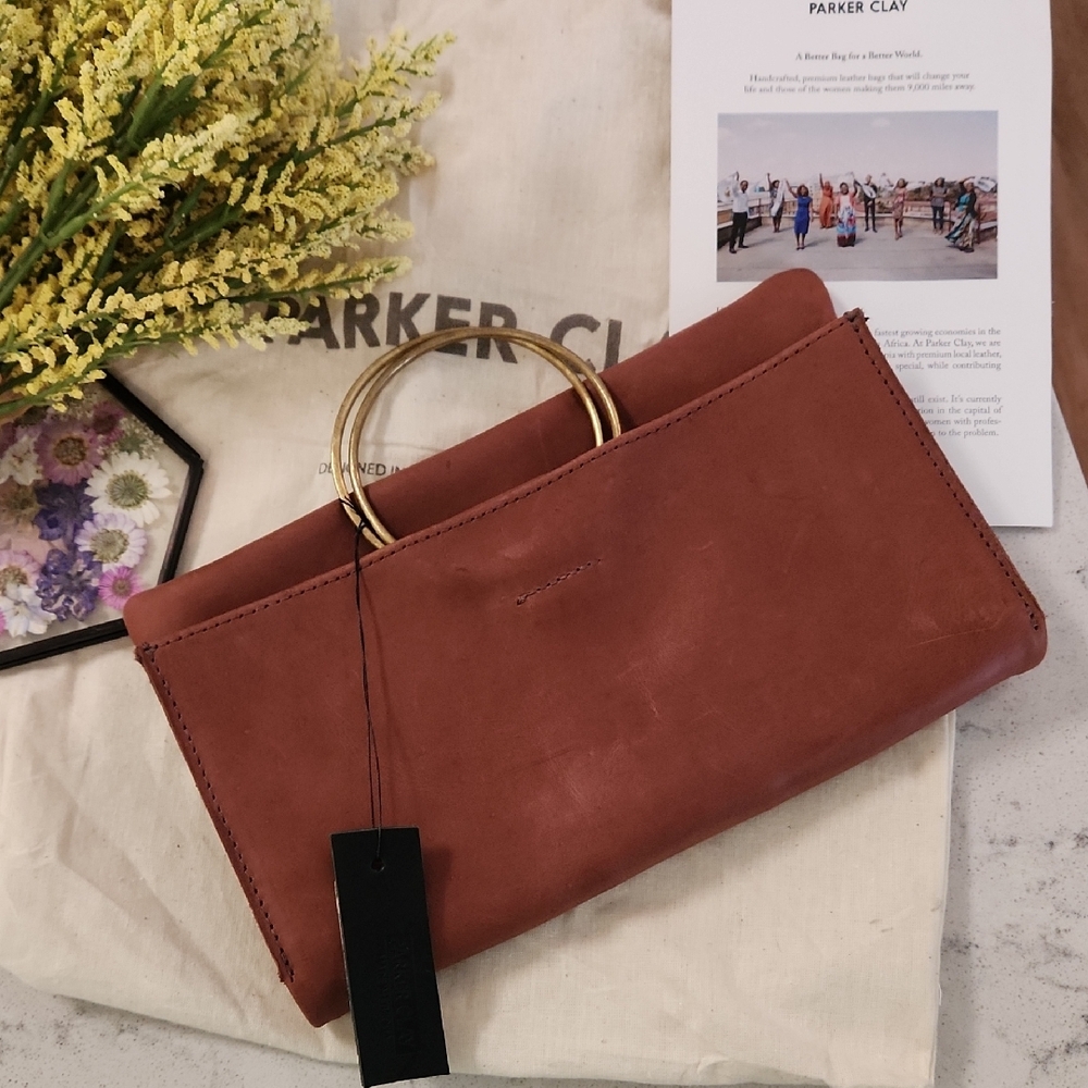 Parker Brown Suede Wristlet Clutch
